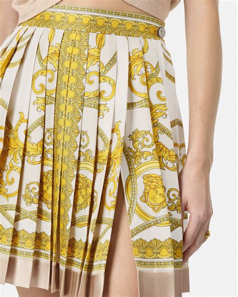 versace silk skirt|Versace pleated mini skirt.